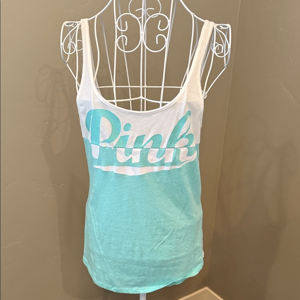 PINK Victoria's Secret Tank Top - Aqua and White
